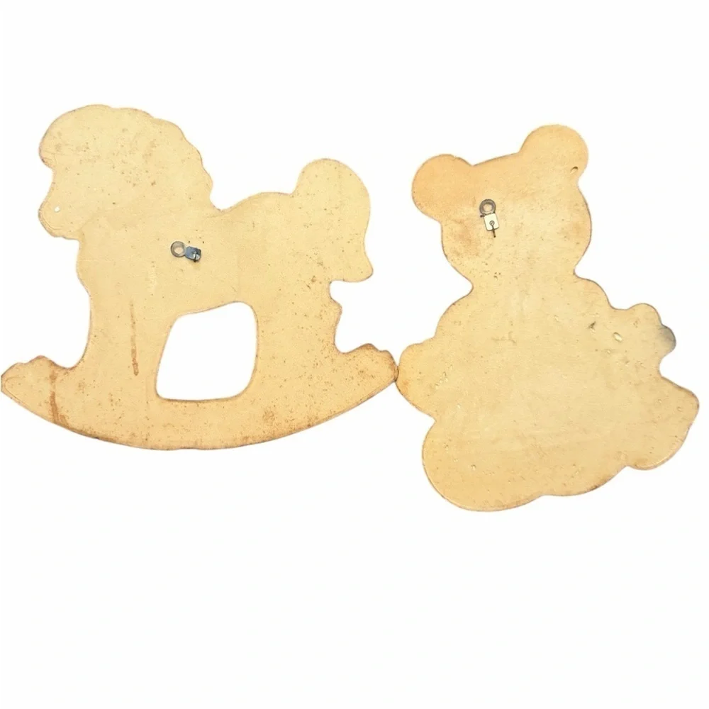 Vintage 1979 Patch Foam Craft Nursery Teddy Bear And Rocking Horse Wall Hanging